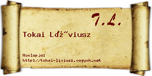 Tokai Líviusz névjegykártya